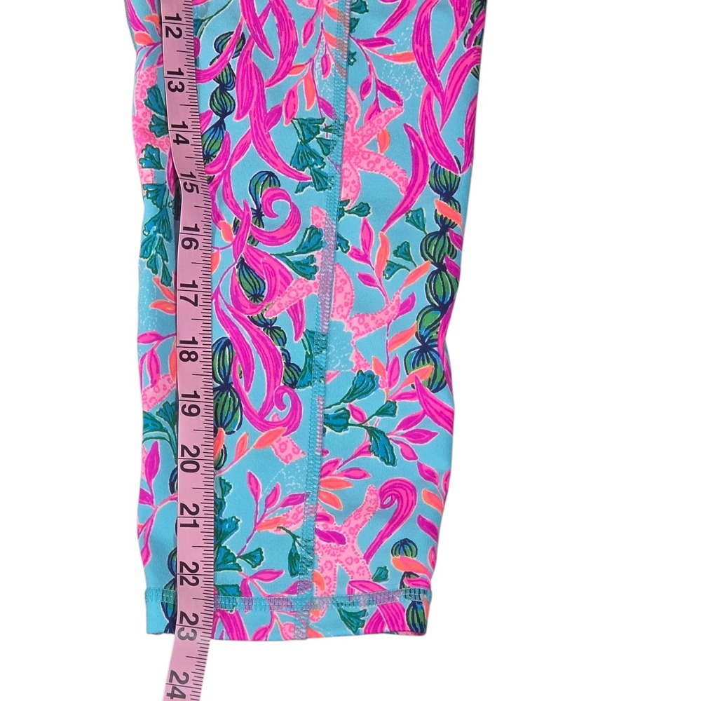 Lilly Pulitzer Luxletic Weekender High Rise Leggings Seaweed Samba Pink Green M - Picture 6 of 8